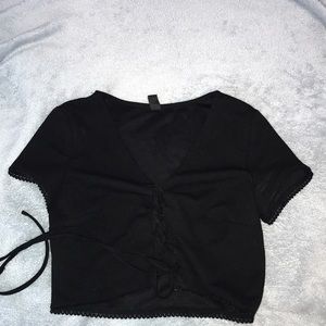 Black Lace Up Crop Top